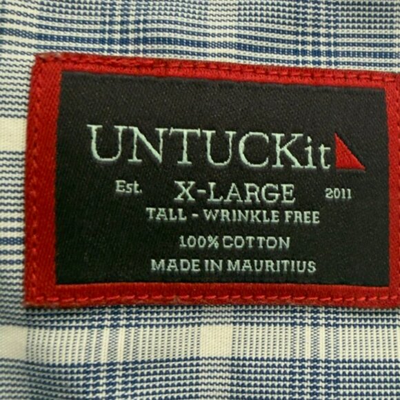 UNTUCKit Blue & White Plaid Wrinkle-Free Button-Down Shirt – Size XL Tall - Picture 5 of 16